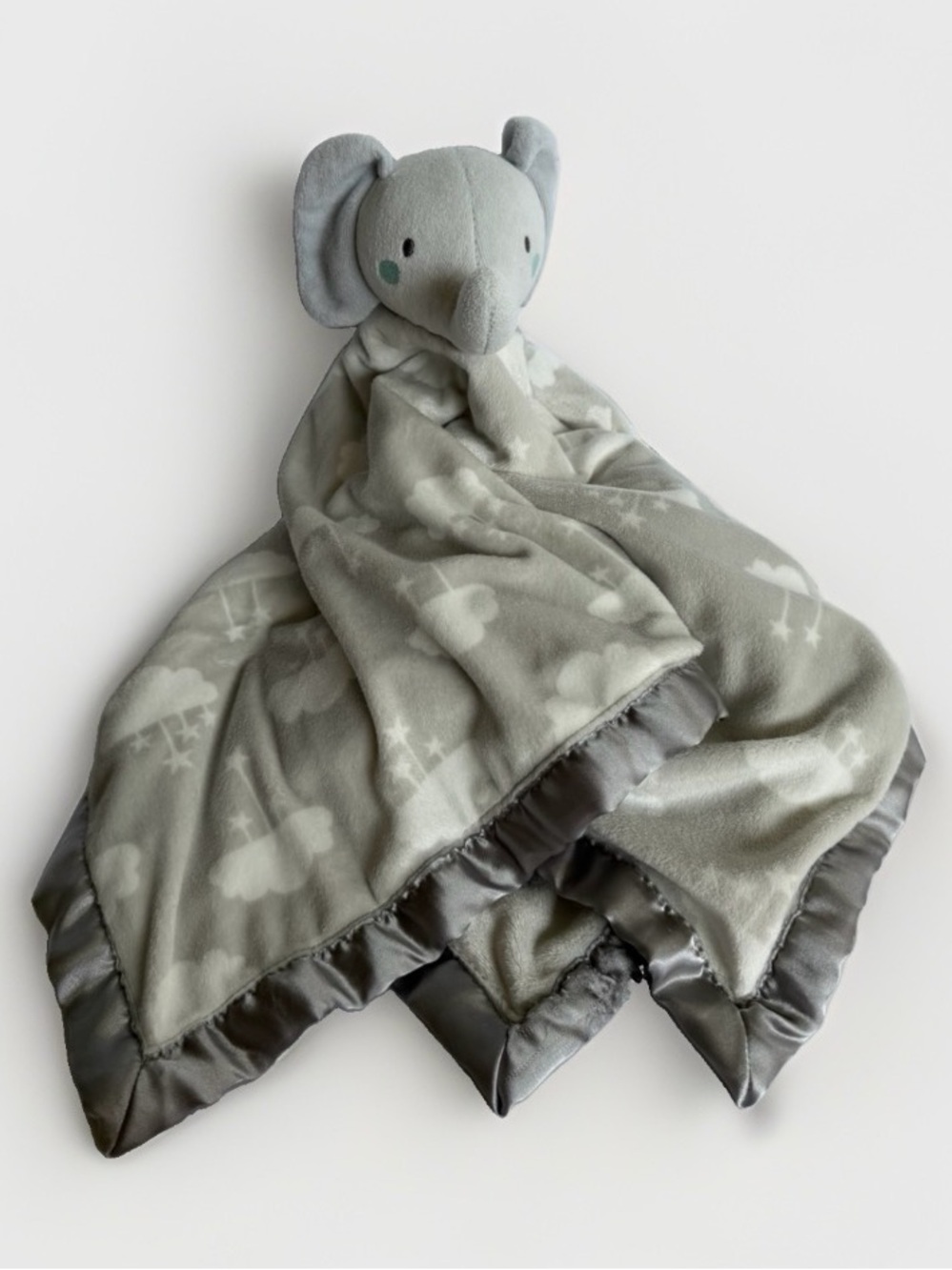 Parents Choice Gray Elephant Baby Lovey Clouds Security Blanket Walmart Silky